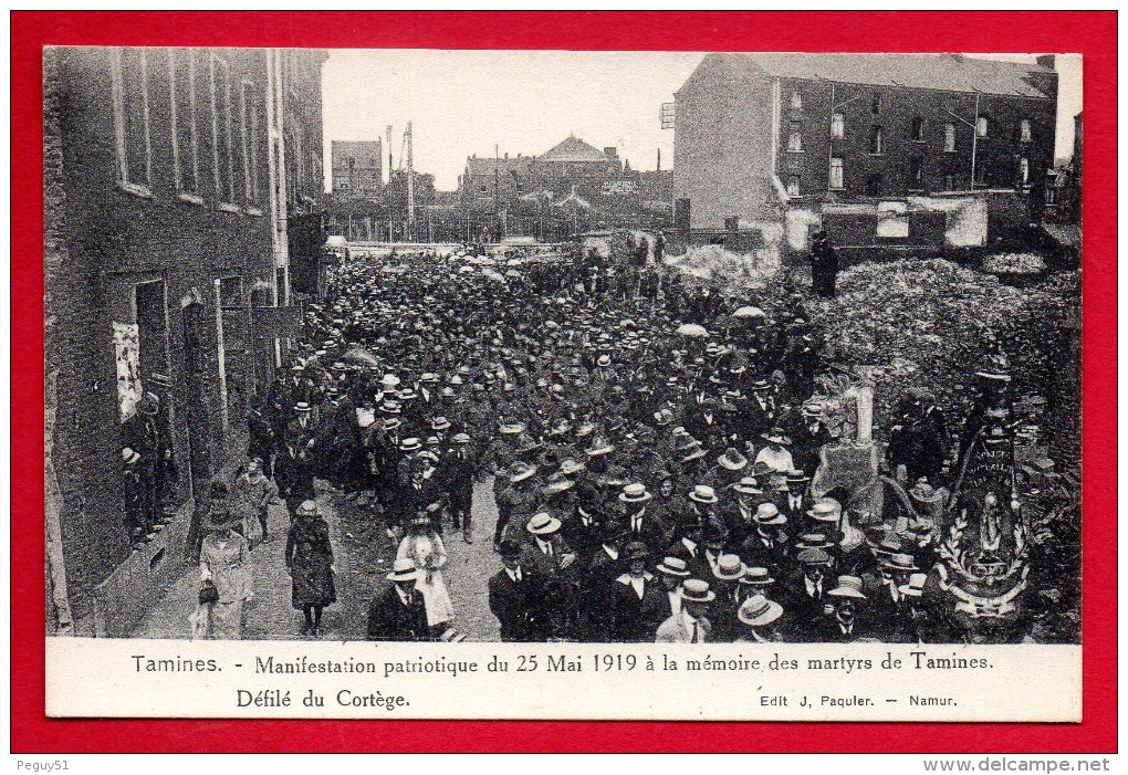 Tamines. Manifestation Patriotique Du 25 Mai 1919 à La Mémoire Des Martyrs. Défilé Du Cortège. - Sambreville