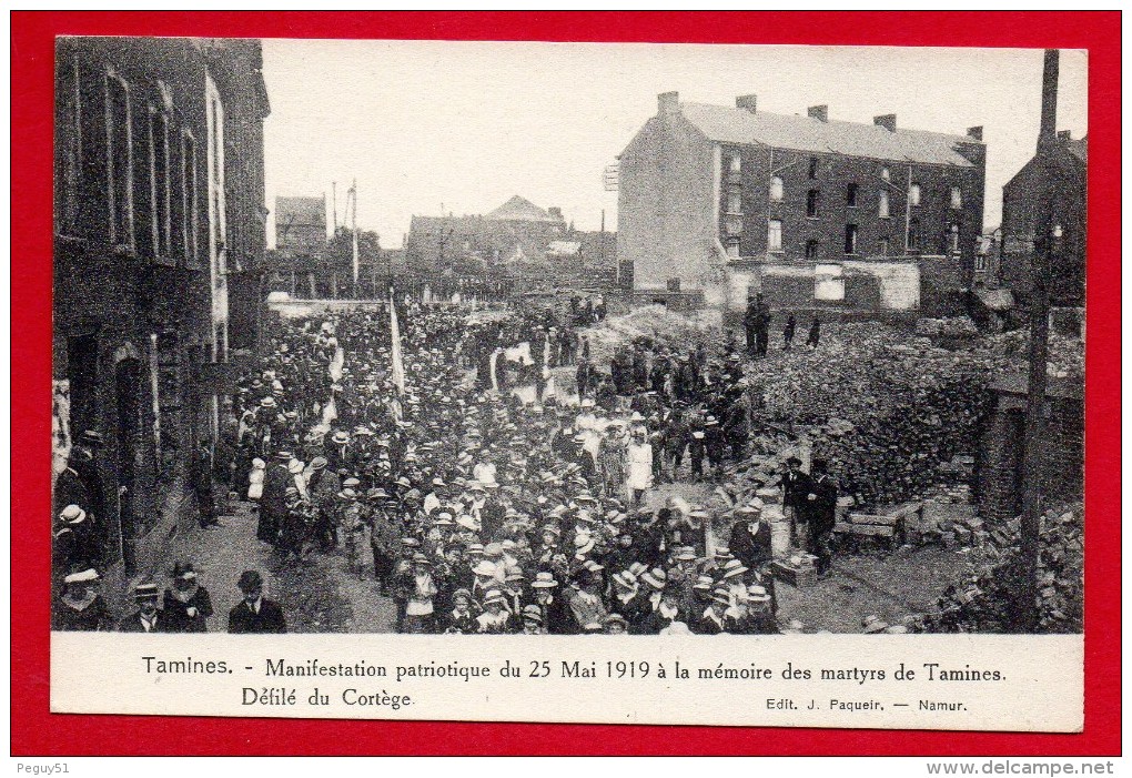 Tamines. Manifestation Patriotique Du 25 Mai 1919 à La Mémoire Des Martyrs. Défilé Du Cortège. - Sambreville