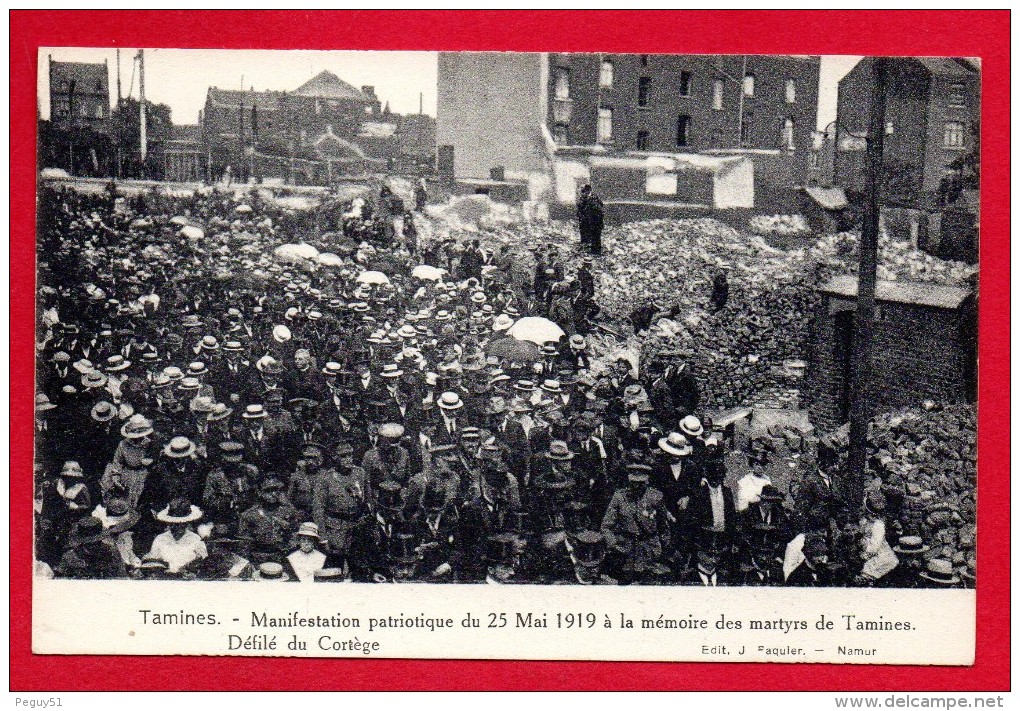 Tamines. Manifestation Patriotique Du 25 Mai 1919 à La Mémoire Des Martyrs. Défilé Du Cortège. - Sambreville