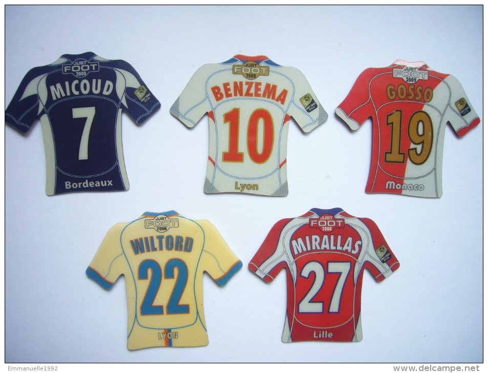 Lot De 5 Magnets Sport Coupe Football - Just Foot 2008 2009 Benzema Micaoud Gosso Wiltord Mirallas - Sport