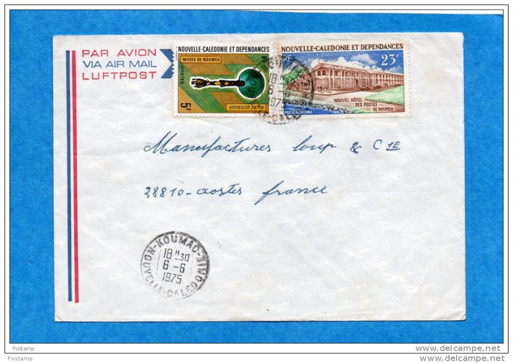 MARCOPHILIE-lettre--NLLE CALEDONIE -cad- KOUMAC-1975-2-- Stamp-N°363-musée-+ A134 Postes- Pour FRANCE - Covers & Documents