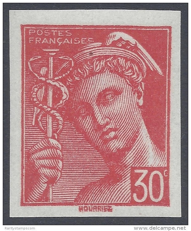 FRANCE 1942 MERCURE 30c RED N&ordm; 547 NON DENTELÉ - 1938-42 Mercure