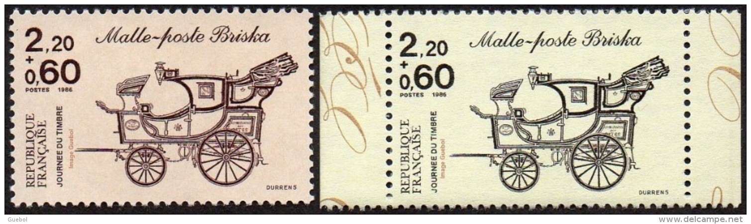 France Philatélie N° 2410 Et 2411 ** Journée Du Timbre 87 - Berline - Voiture - Carrosse - Tag Der Briefmarke