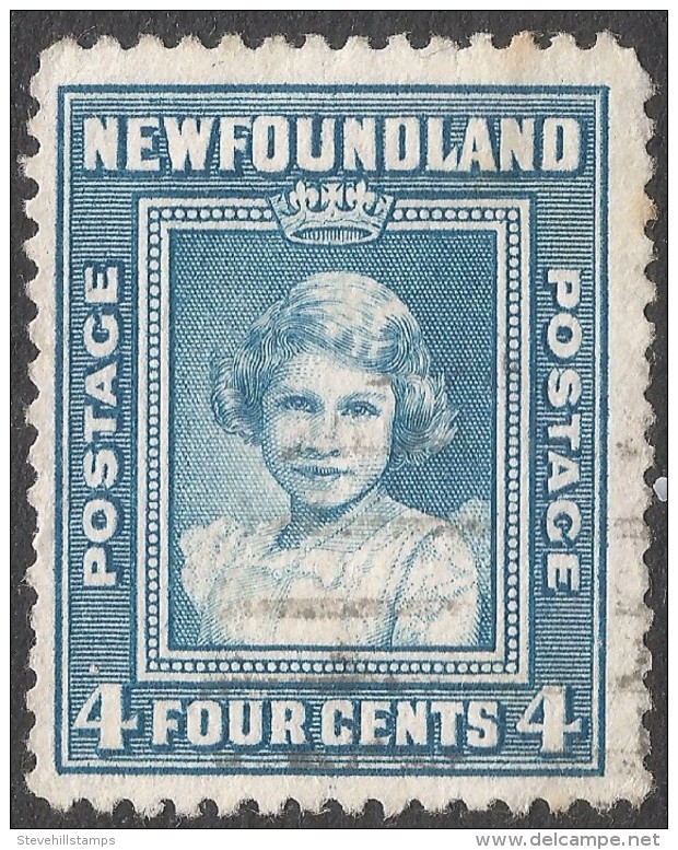 Newfoundland. 1941-4 KGVI. P12½. 4c Used SG 279 - 1908-1947