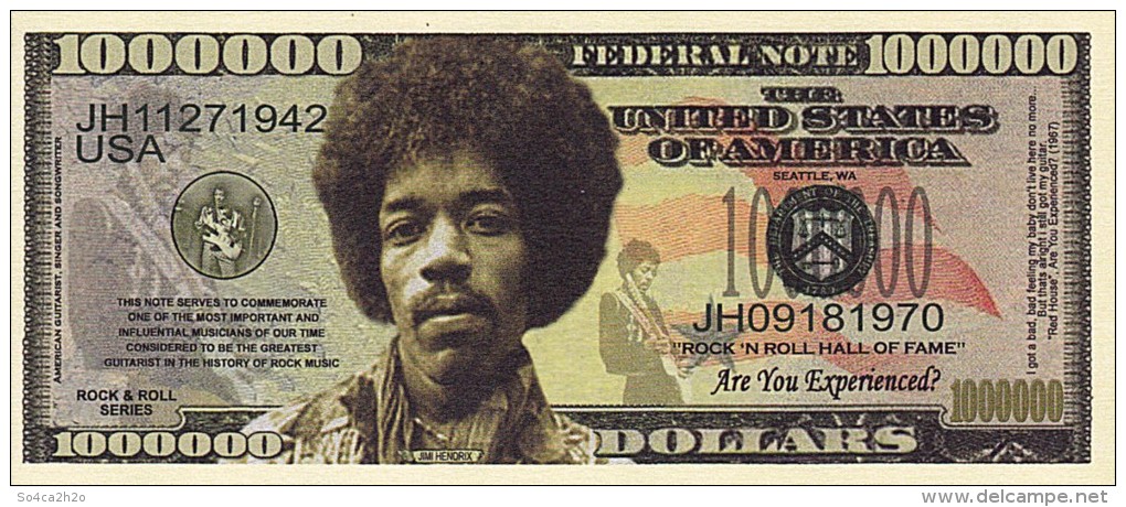 1 000 000 $  Jimmy Hendrix   UNC - Specimen