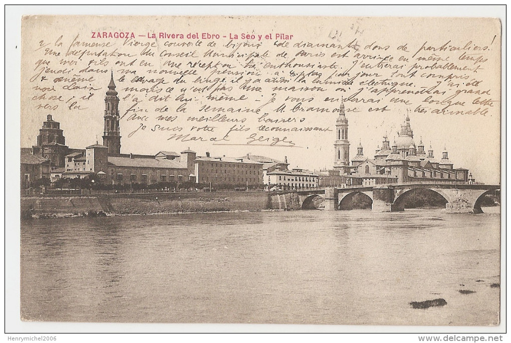 Espagne -espana - Aragon - Zaragoza - La Rivera Del Ebro - La Seo Y El Pilar - 2 Scans - Zaragoza