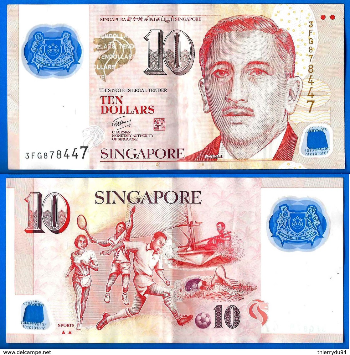 Singapour 10 Dollars 2005 Losange Sous Sport Polymere Polymer Singapore Paypal Bitcoin OK - Singapur