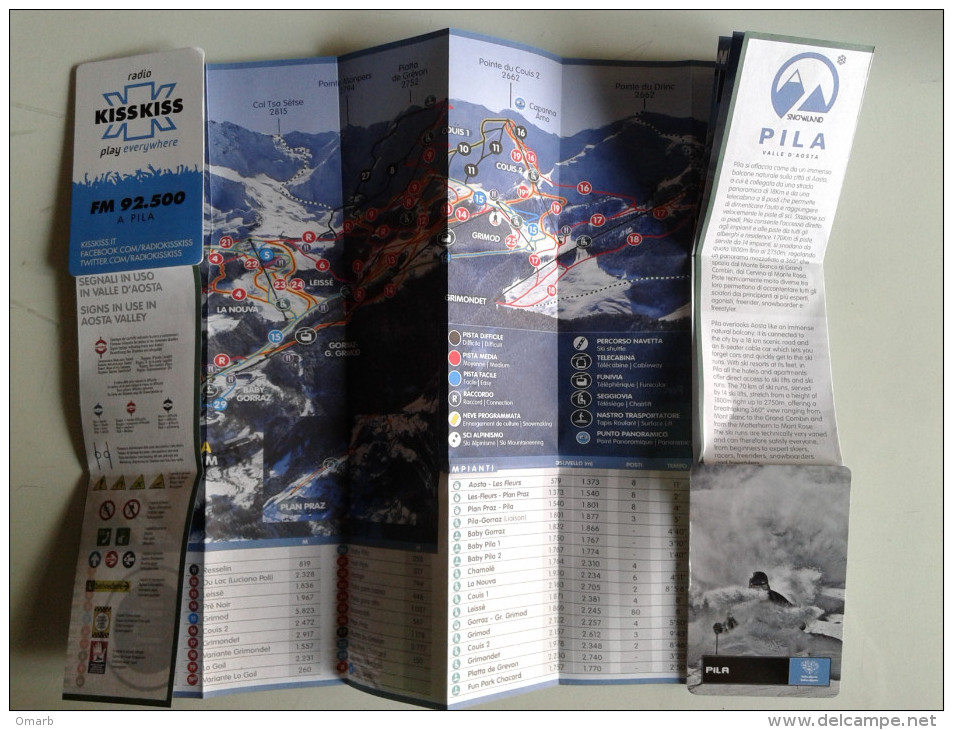 Alt874 Ski Area Pocket Map Mappa Piste Sci Skirama Impianti Risalita Skilift Cablecar Gondola Funivia Pila Valle Aosta - Sport Invernali