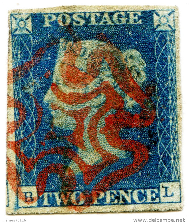 2d Blue 1840, SG4, YT2.VFU - Used Stamps