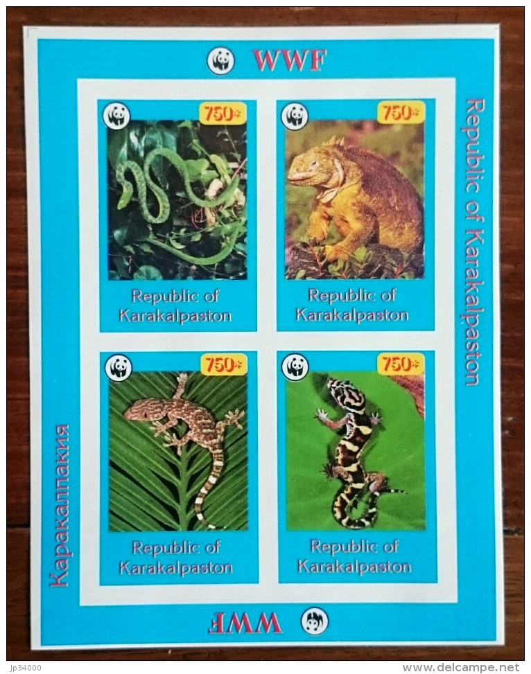 RUSSIE - Ex URSS Reptiles, Serpents, Bloc Feuillet. 4 Valeurs Emis En 1999. Neufs Sans Charniere. MNH - Serpents