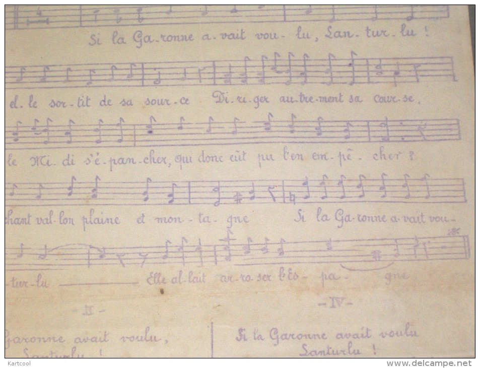 La Garonne - Partition Musicale Avec Paroles En Patois - état Correct - Bien Lire Descriptif - Partitions Musicales Anciennes