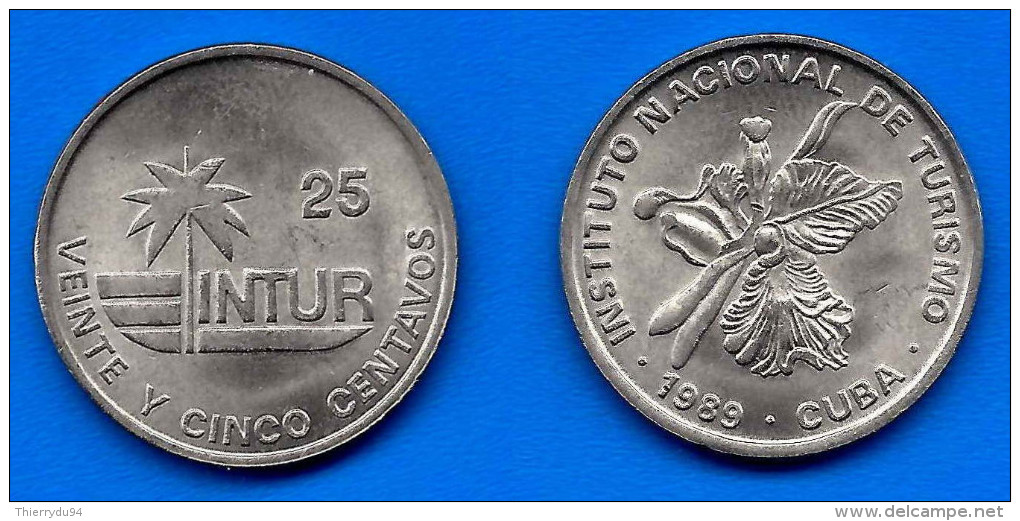 Cuba 25 Centavos 1989 Convertible Intur Neuf UNC Paypal Bitcoin OK - Cuba