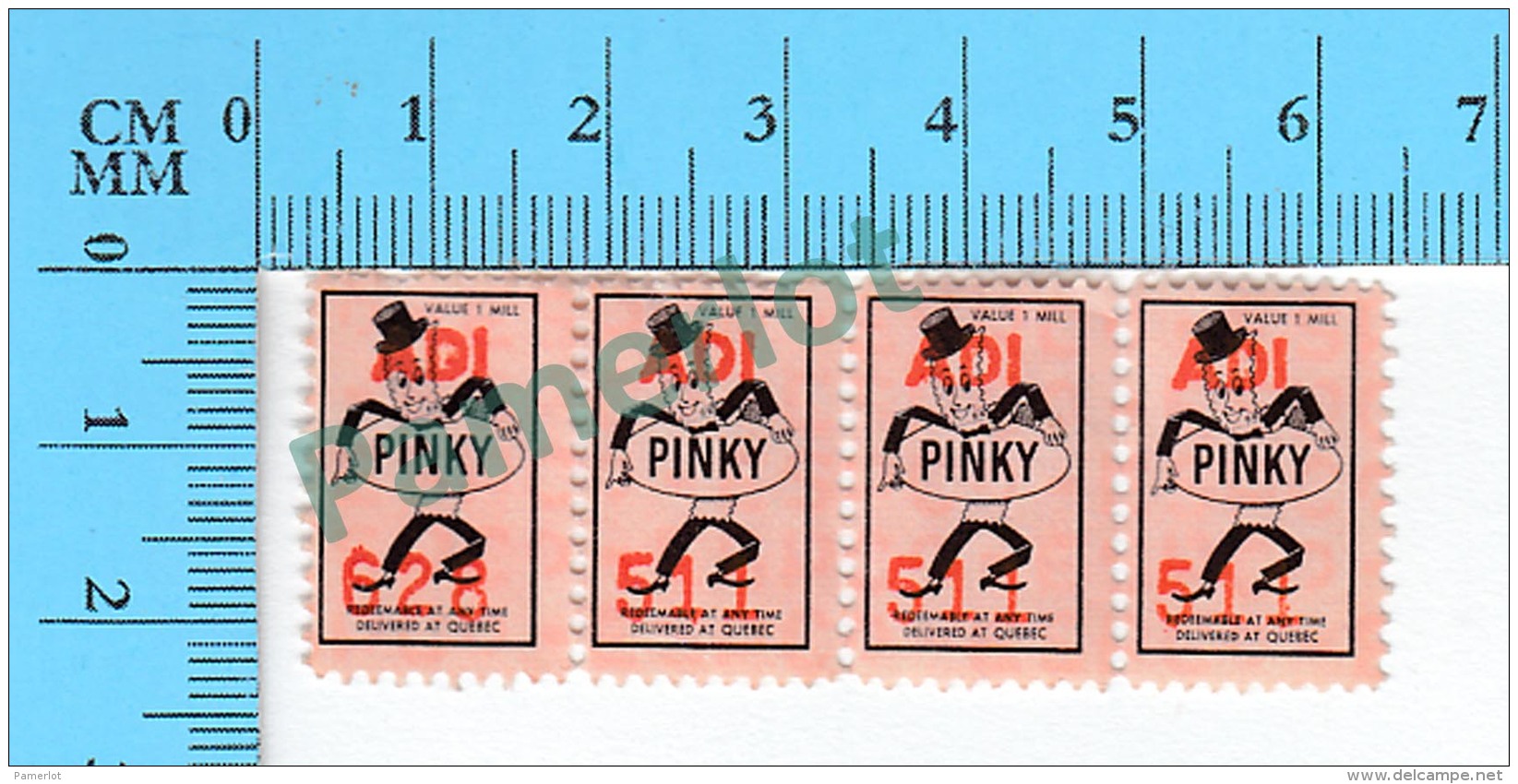 Quebec Canada CINDERELLA - 1 Mil Strip Of 4 Type- Stamp With Quebec - Pinky Trading Stamps - 2 Scans - Non Classés