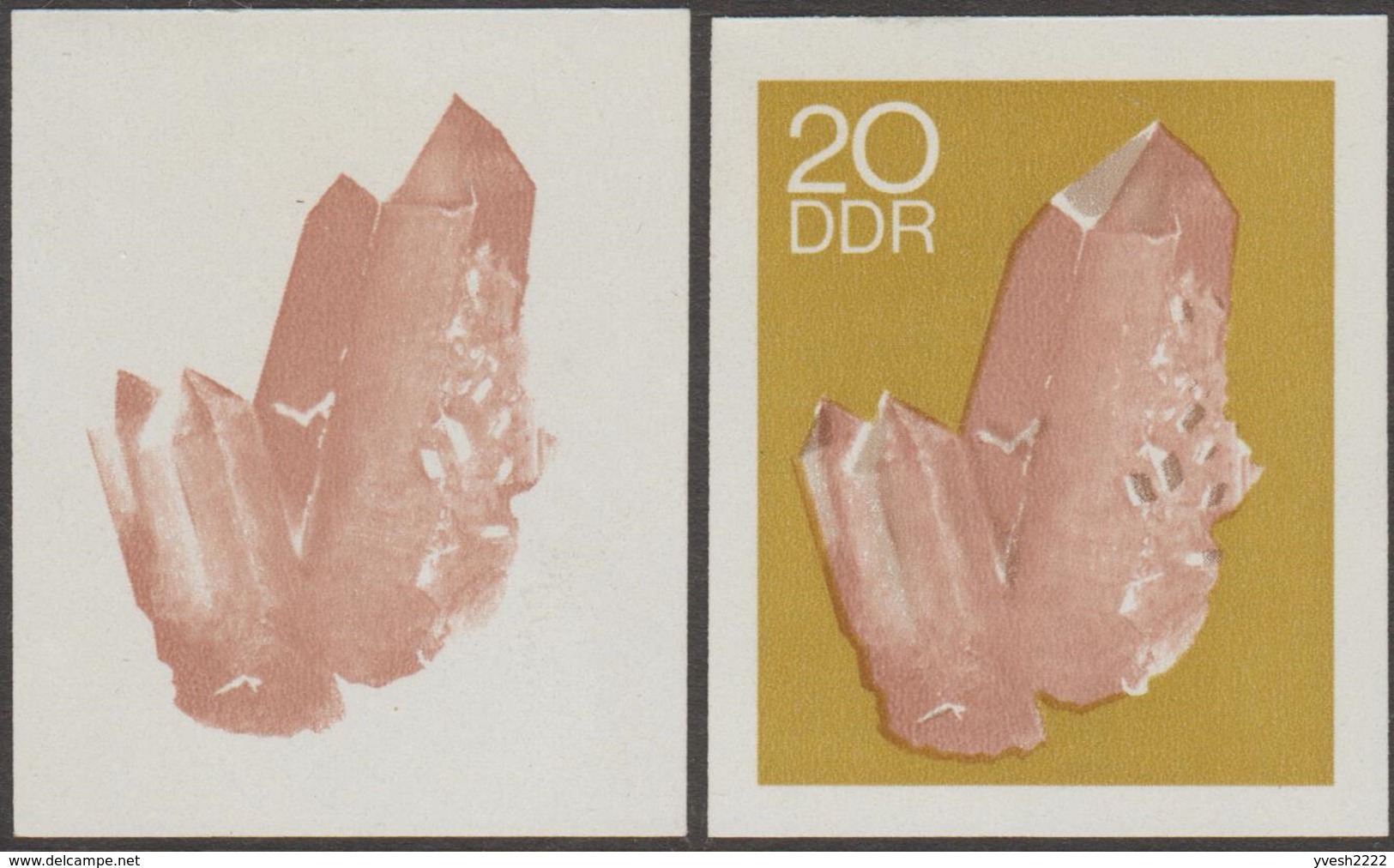 Allemagne De L'Est, DDR Ou RDA 1969 Y&T 1164. Deux Essais D'impression Pour Hélio. Minéraux, érythrine. Arsenic, Cobalt - Minéraux