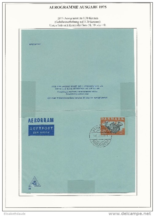 DANEMARK - 1975/1984 - 7 LETTRES AEROGRAMME ENTIER NEUVES SUR PAGES EXPO A4 - Entiers Postaux