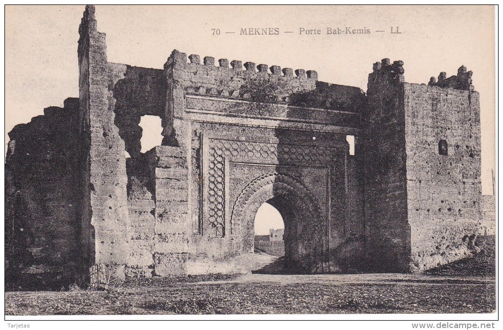 POSTAL DE MEKNES DE LA PORTE DU BAB-KEMIS  (MARRUECOS) - Meknès