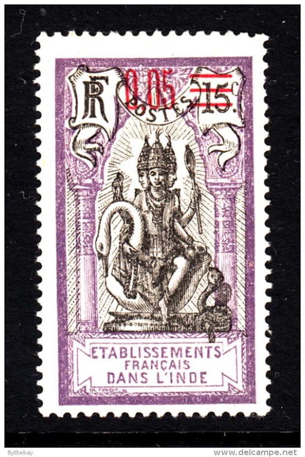 French India MH Scott #53 5c Red Surcharge On 15c Brahma - Neufs