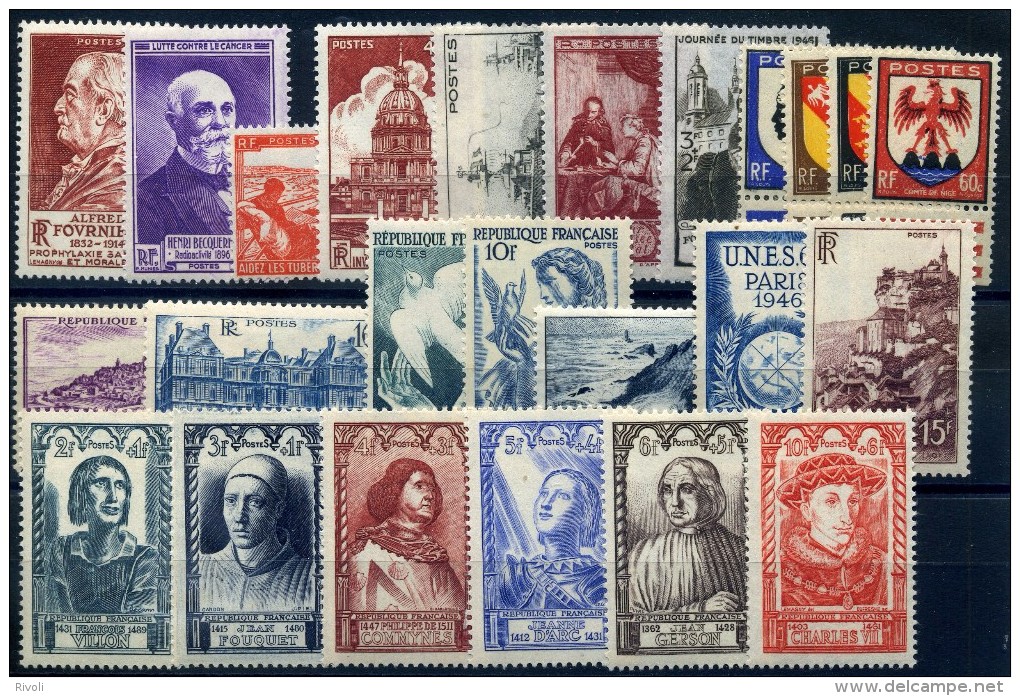 FRANCE 1946 ANNEE COMPLETE N° 748-771 -NEUFS ** - 1940-1949