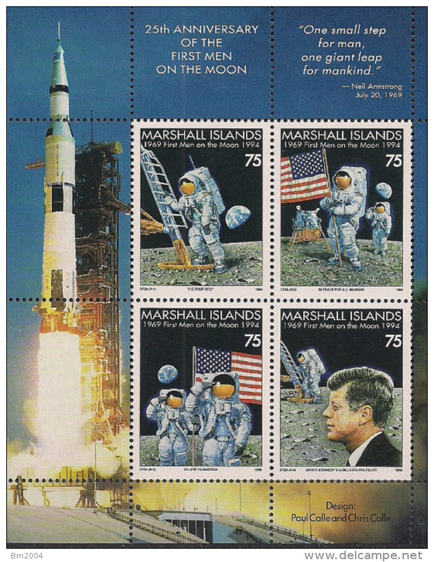 1994  Marshall Inslands  Mi. Bl 10**MNH 25th  ANN. FIRST MANNED LUNAR LANDING - Océanie