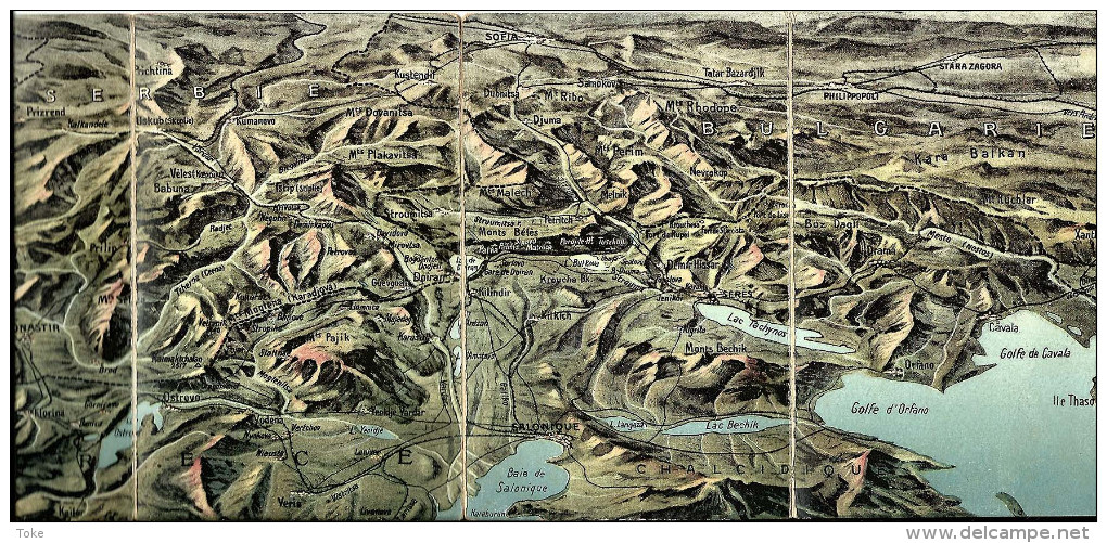 CPA  GEOGRAPHIQUE Les BALKANS , Montenegro Albanie Serbie Bulgarie , PANORAMIQUE 4  VOLETS 35X14 Cms - Cartes Géographiques