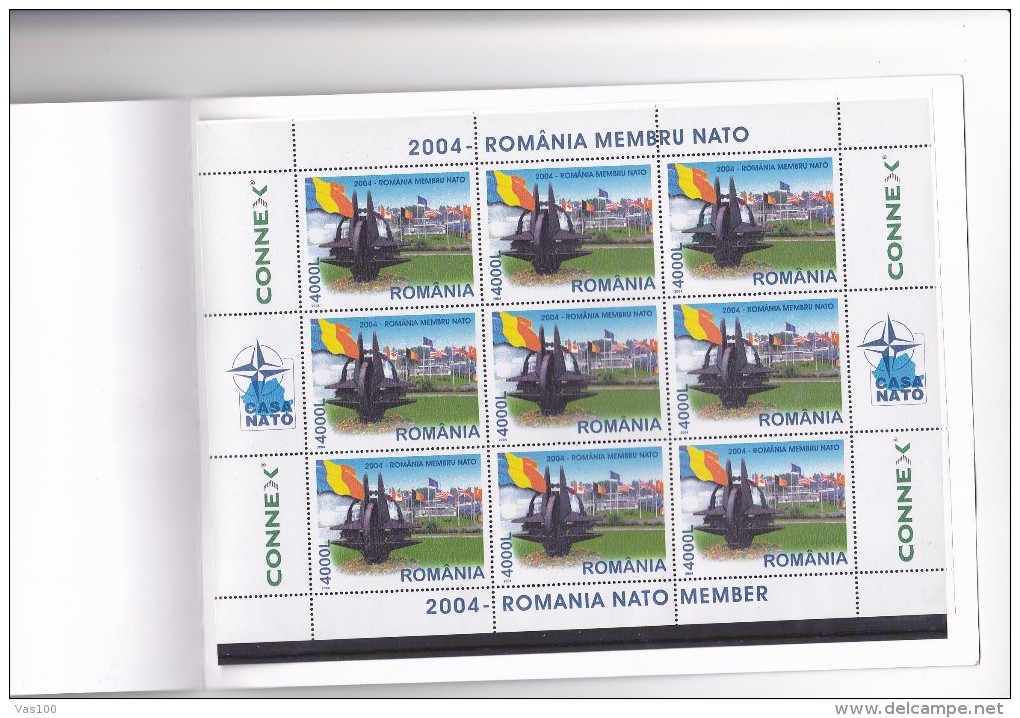 ROMANIA TO NATO MEMBERSHIP 2004 MINISHEET X 9 STAMPS VERY RARE,MNH ** Mi.5806,BLOOKLET. - Postzegelboekjes