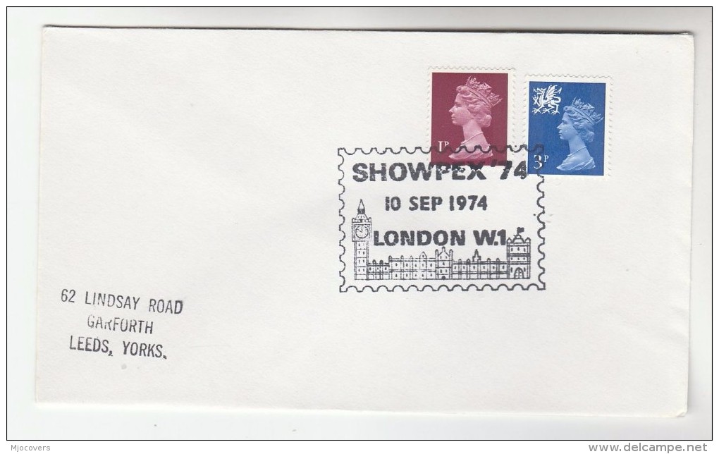 1974 Cover BIG BEN CLOCK Houses Of PARLIAMENT Shopex PHILATELIC EXHIBITION Event Gb Stamps - Clocks