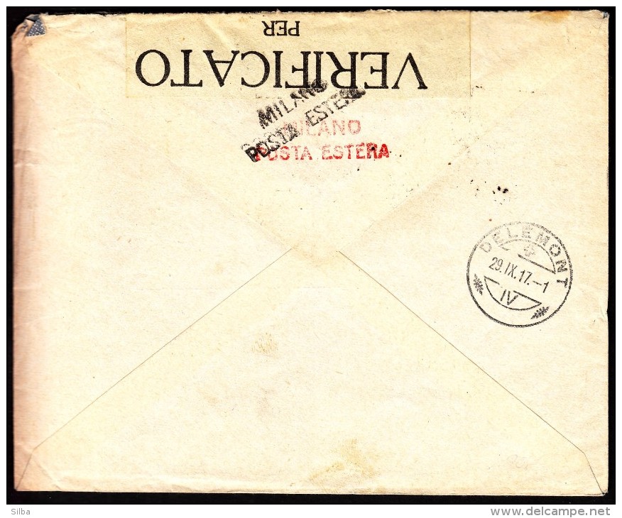 Italy Milano 1917 To Switzerland Delemont / WWI CENSORSHIP - ZENSUR / Verificato Per Censura - Military Mail (PM)