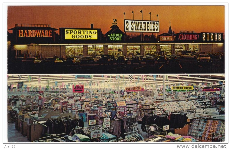 Spokane Washington, 2 Swabbies Shopping Center, Business Interior View, C1960s/70s Vintage Postcard - Spokane