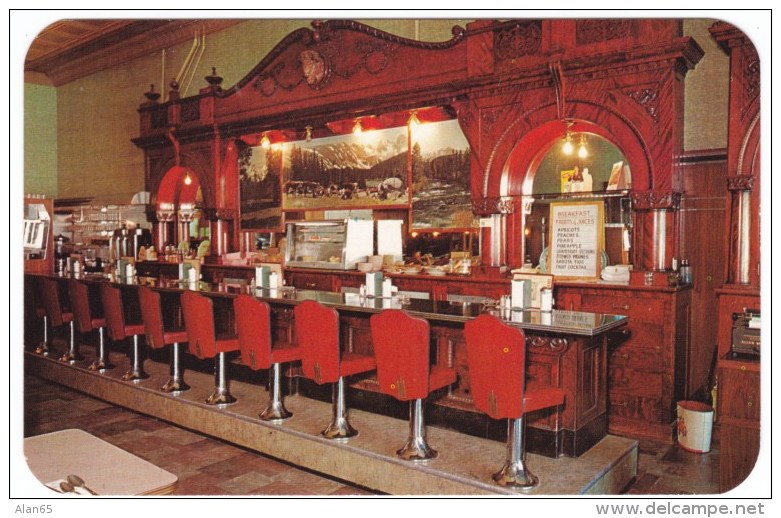 Cody Wyoming, Irma Hotel &amp; Grill, Interior View, Auto, Street Scene, Lot Of 2 C1950s Vintage Postcards - Cody