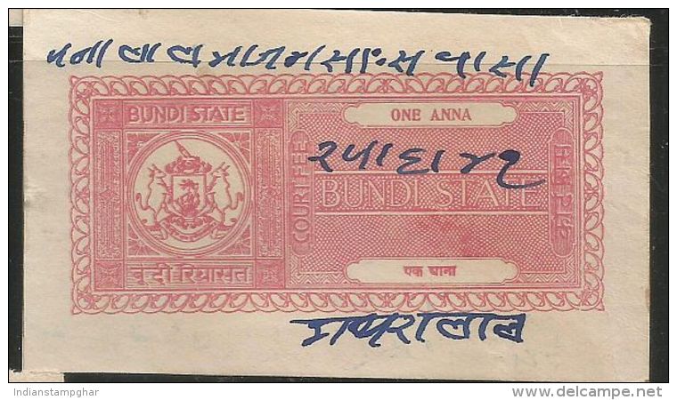 BUNDI State One Anna  Court Fee Type 12 K&M, As Per Scan  Inde Indien India Fiscaux Fiscal Revenue - Bundi