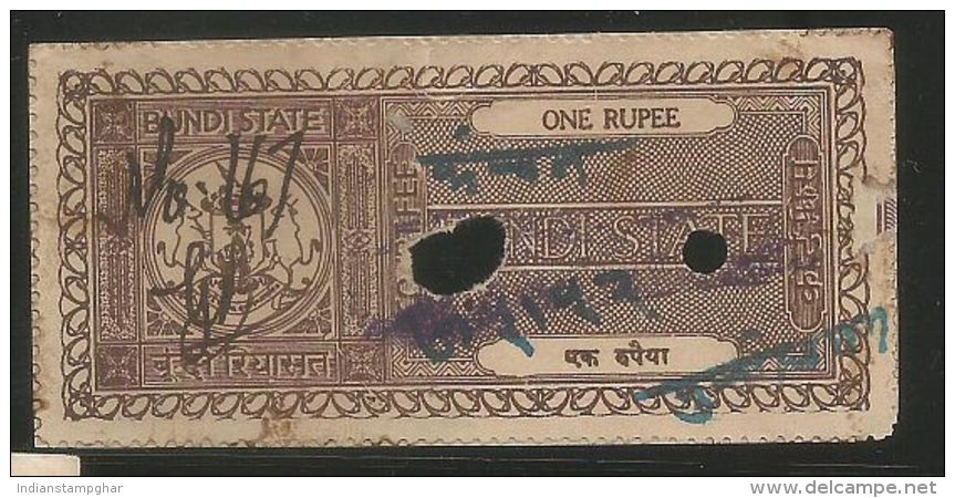 BUNDI State 1 Rupee Brown Variety Court Fee Type 12 K&M, As Per Scan  Inde Indien India Fiscaux Fiscal Revenue - Bundi