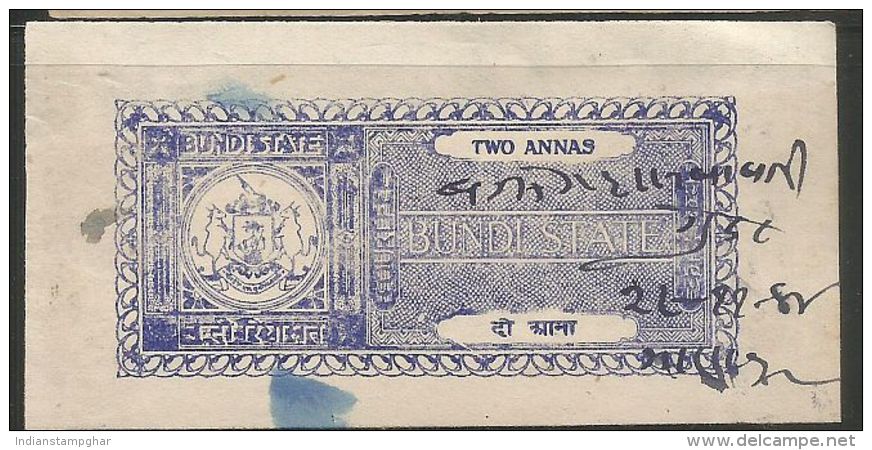 BUNDI State Two Anna Blue Court Fee Type 12 K&M, As Per Scan  Inde Indien India Fiscaux Fiscal Revenue - Bundi