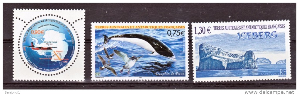 TAAF 385 387 389 Vol Twin Otter Iceberg Dauphins  Neuf ** MNH Sin Charmela Faciale 2.95 - Unused Stamps