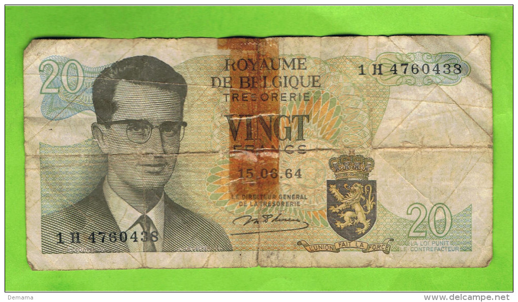 20 Frank, Koninkrijk België, 15.06.64 , Met Plakband - Sonstige & Ohne Zuordnung