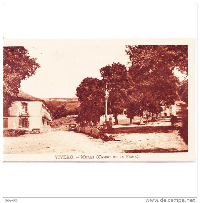 LGOTP8268C-LFTD5375.Tarjeta Postal De LUGO.Edificios,arboles,CAMPO DE LA FERIA En VIVERO.MURAS - Lugo