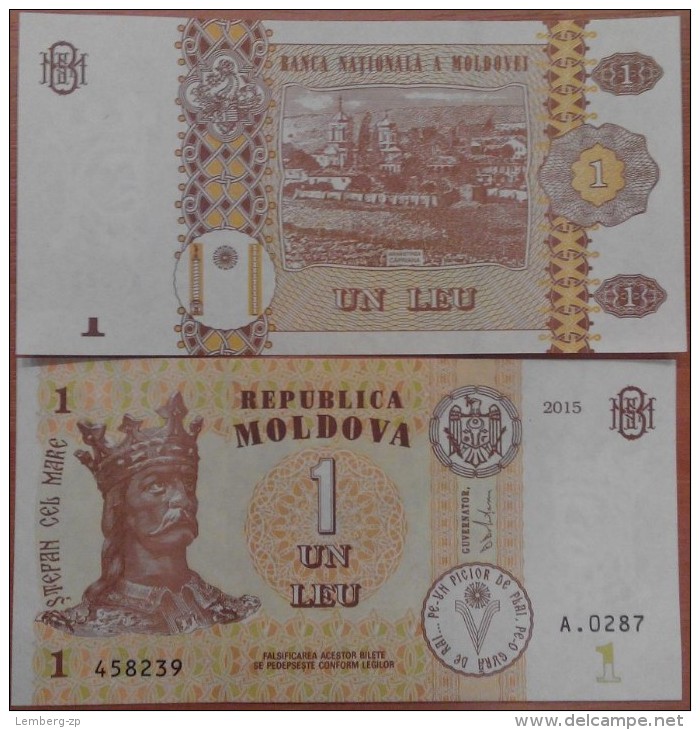 Moldova - 1 Lei 2015 UNC  Lemberg-Zp - Moldavie