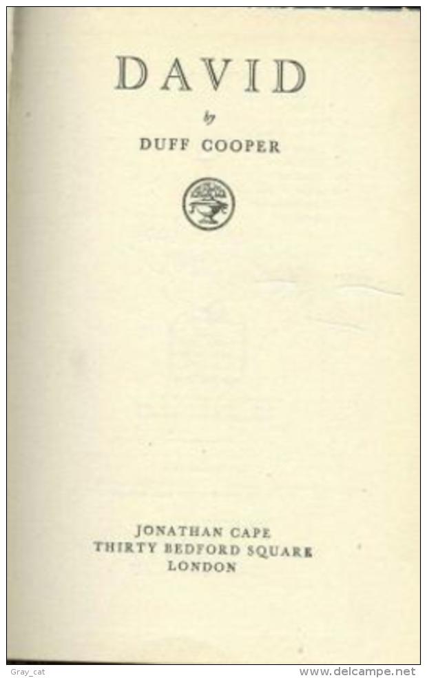 DAVID By Duff Cooper - 1900-1949