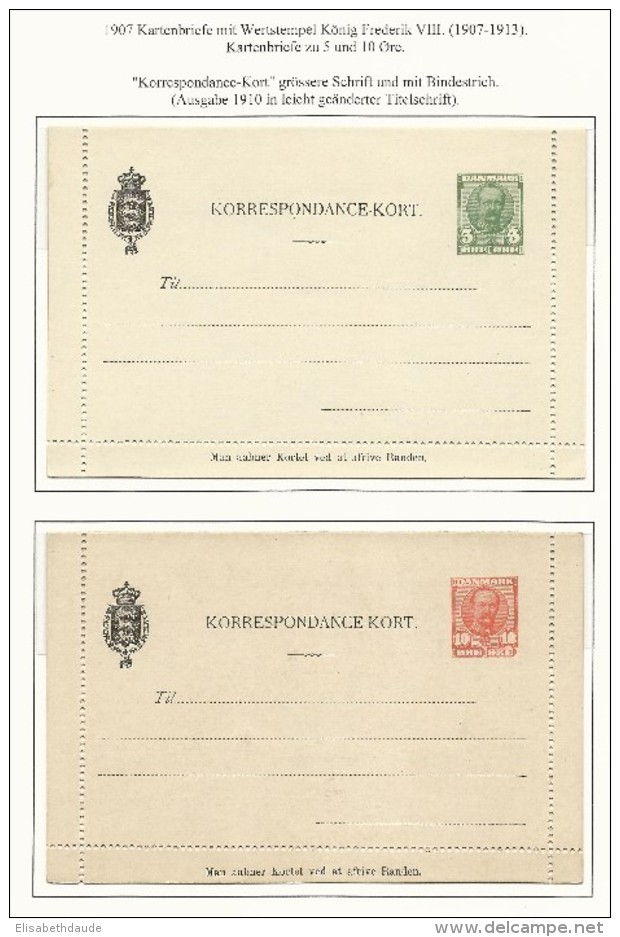 DANEMARK - 1907 - MICHEL Nr. K24+25 - 2 CARTES-LETTRE ENTIER POSTAL NEUVES - Entiers Postaux