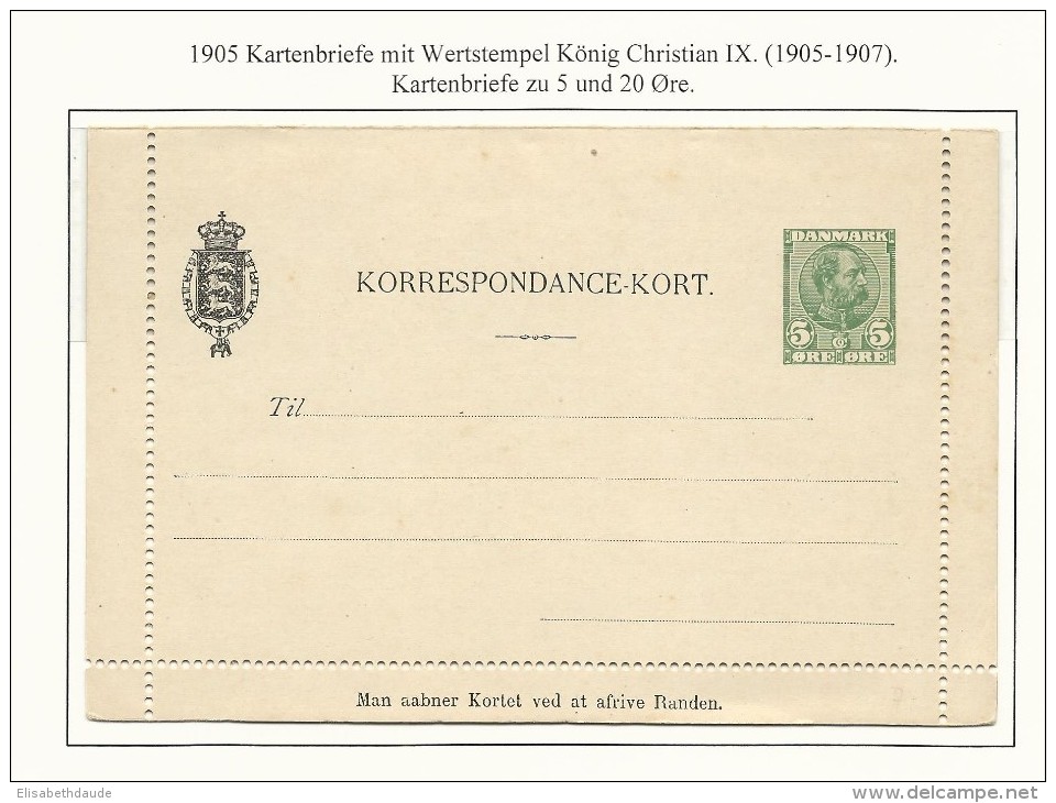 DANEMARK - 1905 - MICHEL Nr. K22 - CARTE-LETTRE ENTIER POSTAL NEUVE - Postal Stationery