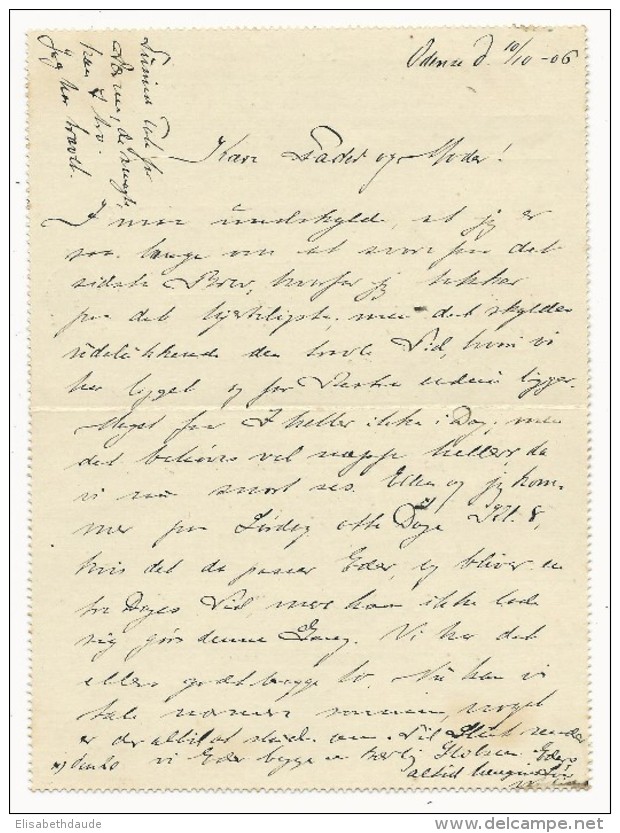 DANEMARK - 1906 - MICHEL Nr. K23 - CARTE-LETTRE ENTIER POSTAL De ODENSE Pour SLAGELSE - Ganzsachen