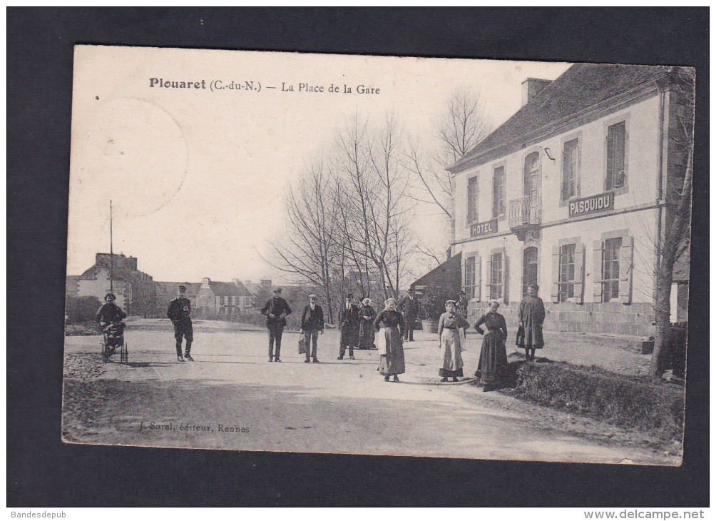 Vente Immediate Plouaret (22) - Place De La Gare ( Hotel Pasquiou Animée Ed. Sorel) - Plouaret