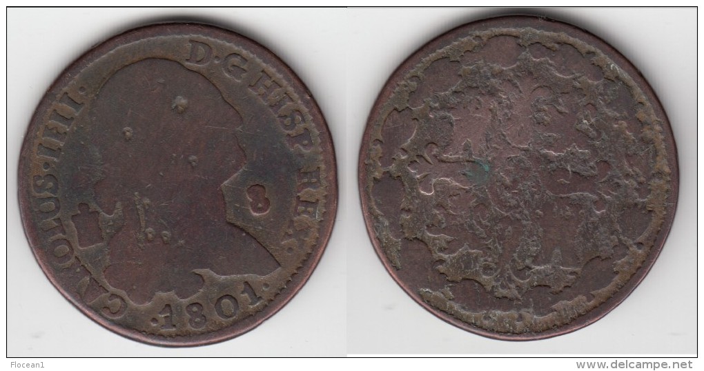 **** ESPAGNE - SPAIN - 8 MARAVEDIS 1801 CAROLUS IIII - CHARLES IV **** EN ACHAT IMMEDIAT !!! - Premières Frappes