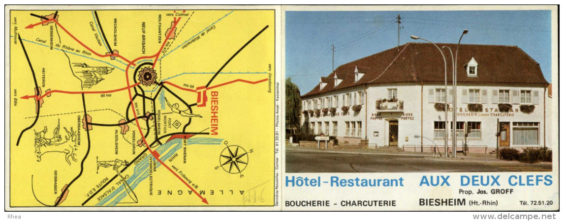 68 - BIESHEIM - Dépliant Publicitaire Hotel Restaurant Aux Deux Clefs - Dépliants Touristiques