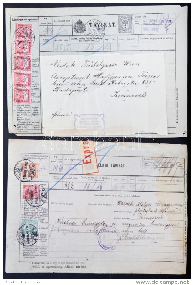 1916-1917 10 Db Turul BérmentesítésÅ± Távirat / 10 Telegramms With Turul Franking - Other & Unclassified