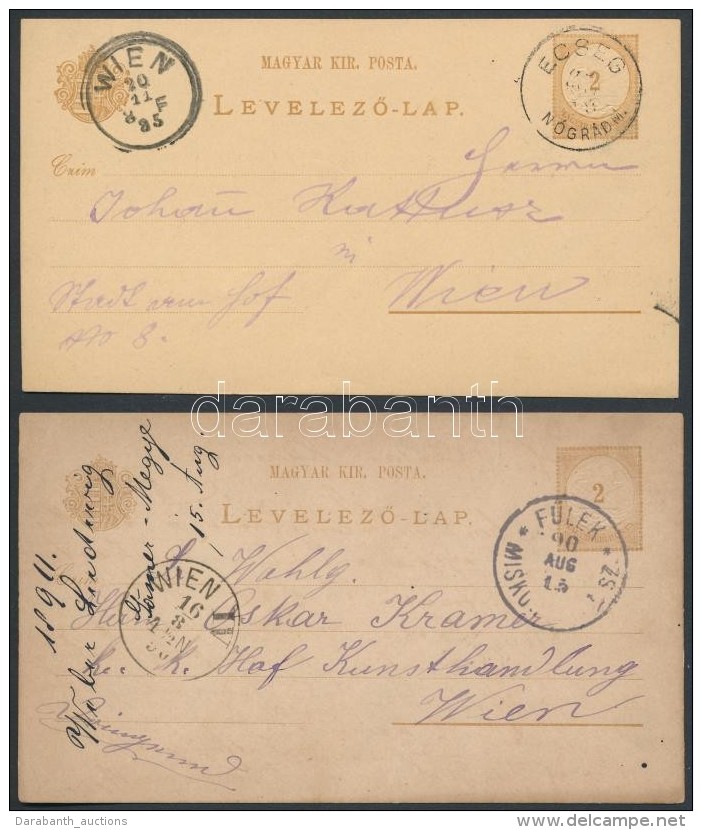 1885-1890 5 Db Díjjegyes LevelezÅ‘lap Nógrád Megyei Bélyegzésekkel / 5 PS-cards... - Other & Unclassified