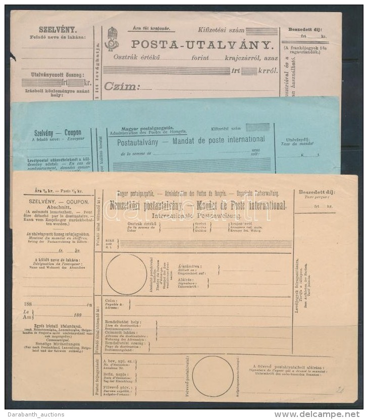 1880-1940 5 Klf Belföldi és Nemzetközi Postautalvány Å±rlap, Szép MinÅ‘ség /... - Other & Unclassified