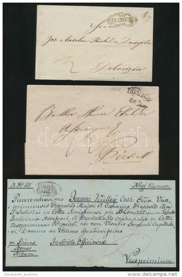 1832-1848 5 Db BélyegelÅ‘tti Levél / 5 Pre Stamp Covers 'GARANSEBES', 'GÜNS', 'GROS= / CANISA',... - Other & Unclassified