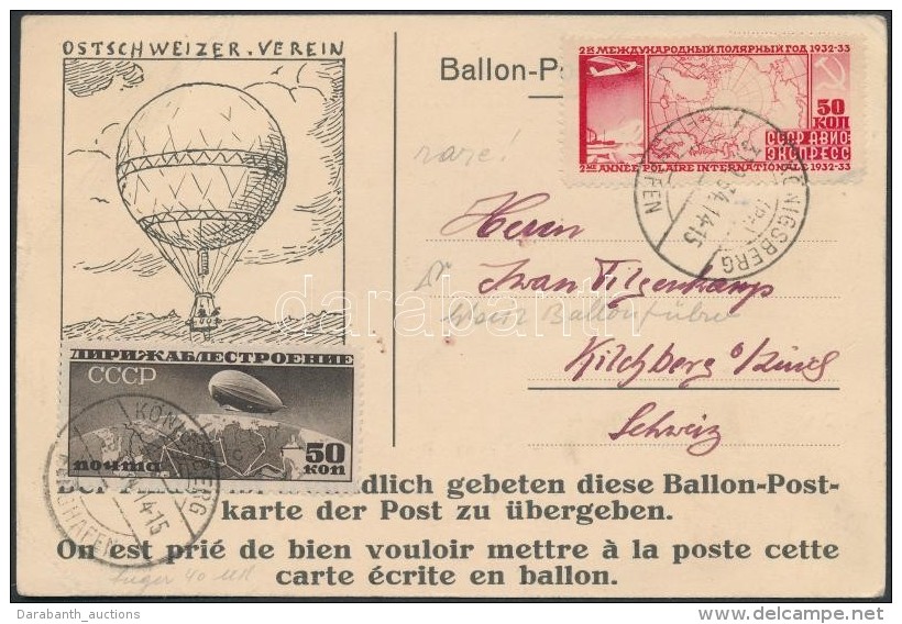 1934 Ballonposta LevelezÅ‘lap Szovjet Bélyegekkel és Német Bélyegzéssel... - Other & Unclassified