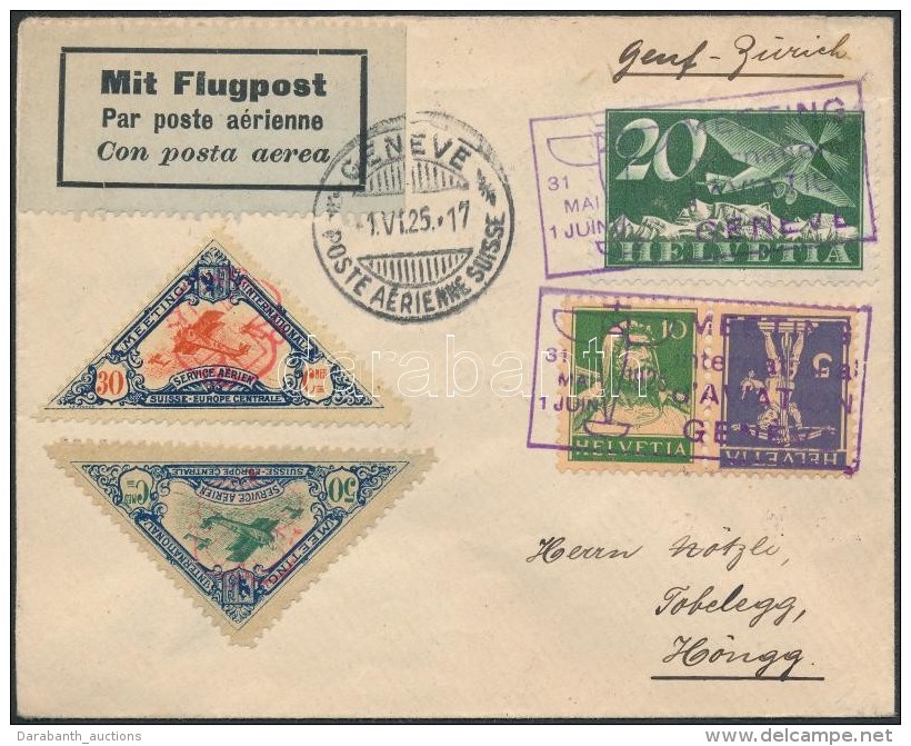 1925 Alkalmi Légi Levél / ,,MEETING International D'AVIATION GENEVE' Special Airmail Cover - Other & Unclassified