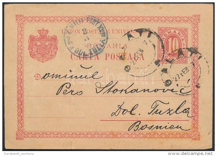 1897 Díjjegyes LevelezÅ‘lap Boszniába / PS-card To Bosnia Herzegovina 'GALATI' - Kék/blue 'MP... - Other & Unclassified